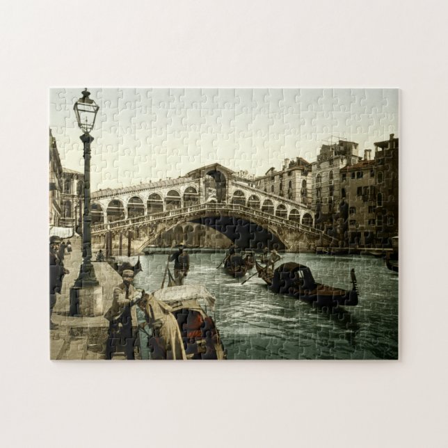 Rialto Brücke Venedig Italien Grand Canal Gondelba (Horizontal)