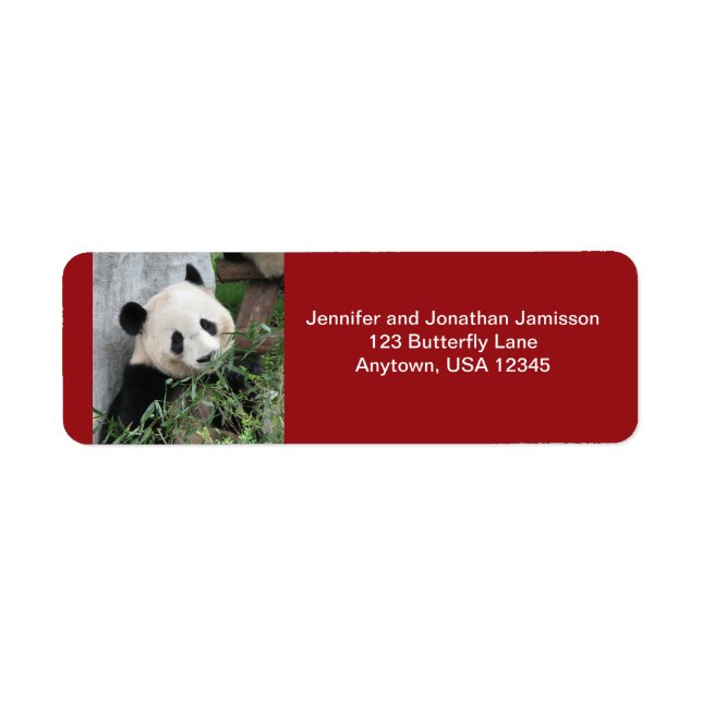 Riant Pandas Dark Red Rücksendeadressen-Aufklebers (Vorne)