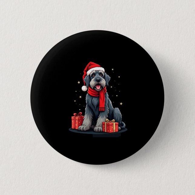 Riant Schnauzer Dog Weihnachtsfeiern Party Sant. Button (Vorderseite)