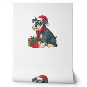 Riant Schnauzer Dog Weihnachtsfeiern Party Sant. Tapete