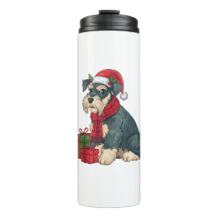Riant Schnauzer Dog Weihnachtsfeiern Party Sant. Thermosbecher