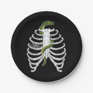 Rib Cage Skelettknochen mit grünem SchlangenHallow Pappteller