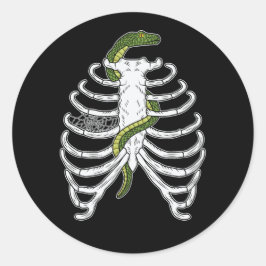 Rib Cage Skelettknochen mit grünem SchlangenHallow Runder Aufkleber