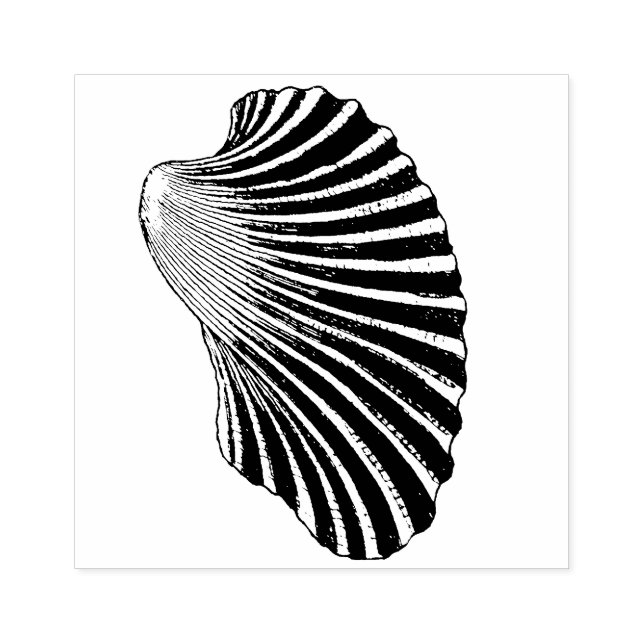 Ribbed Clam Muschel Illustration Gummistempel (Prägung)