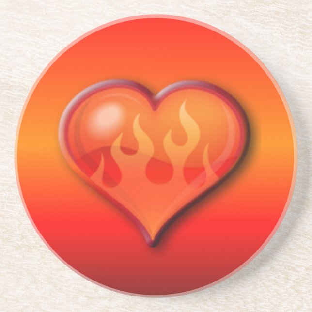 Ribbed Flaming Heart Getränkeuntersetzer (Vorne)