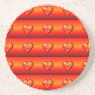 Ribbed Flaming Hearts Sandstein Untersetzer