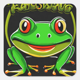 Ribbit and Roll: The Funky Frog Sticker"? Quadratischer Aufkleber