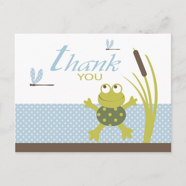 Ribbit Frog und Dragonfly Danke Postkarte (Vorderseite)
