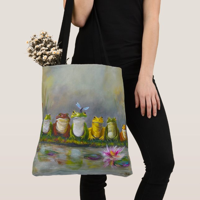 Ribbit River - Gemalte Tragetasche Tasche (Von Nahem)