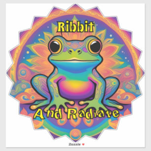 Ribbit und Radiate Frog - Boho Psychedelic Groovy Aufkleber