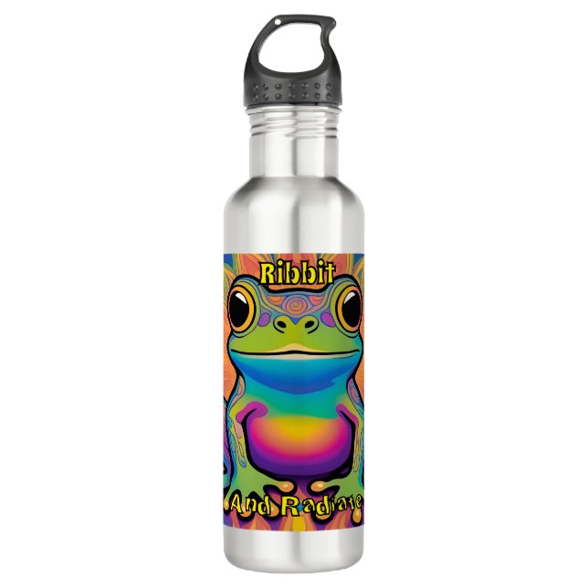 Ribbit und Radiate Frog - Boho Psychedelic Vibes Edelstahlflasche (Vorderseite)