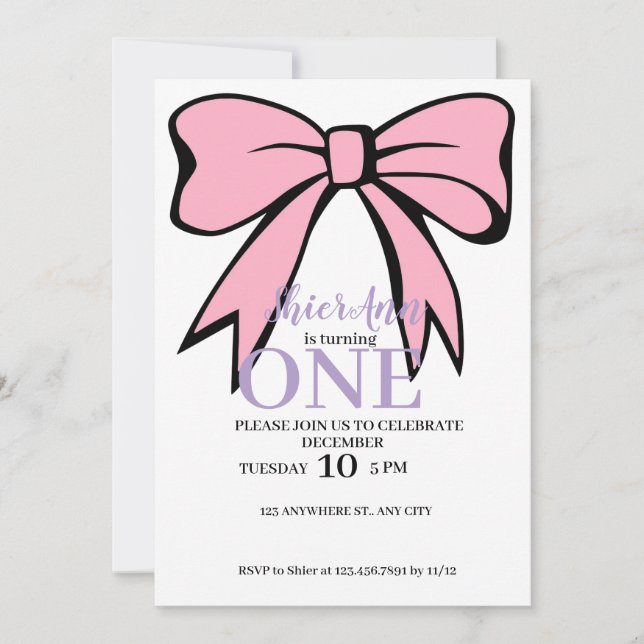 Ribbon 1er anniversaire invitation (Devant)