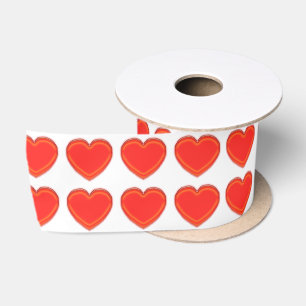 Ribbon - 3-D Rotes Herz (2 Reihen) Satinband