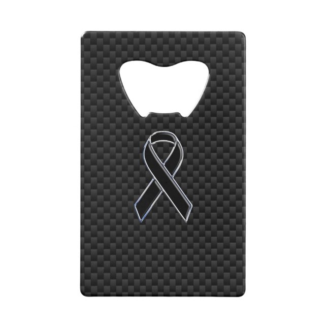 Ribbon Awareness Black Carbon Fiber Kreditkartenflaschenöffner (Vorderseite)
