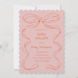 Ribbon Baby Girl Shower Invitation