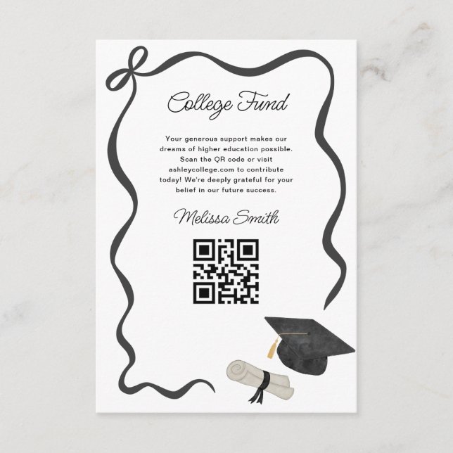 Ribbon Black Bow Graduation college fund Begleitkarte (Vorderseite)