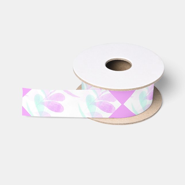 Ribbon-Blätter Fuchsien und Türkis Satinband (Spule)