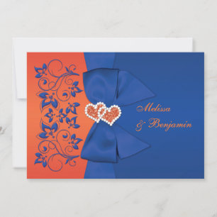 RIBBON Blau, Orangefarbene Blumenzwiebeln Einladung