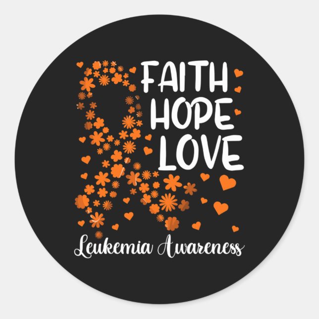 Ribbon Blood Faith Hope Liebe Leukämie Awar Runder Aufkleber (Vorderseite)