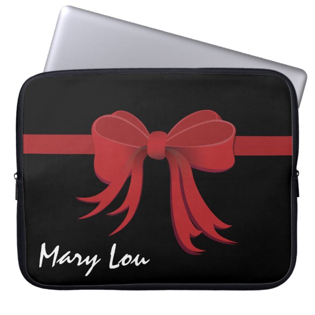 Ribbon Border rot + Ihr Backgr. Ideen Laptopschutzhülle (Vorderseite)