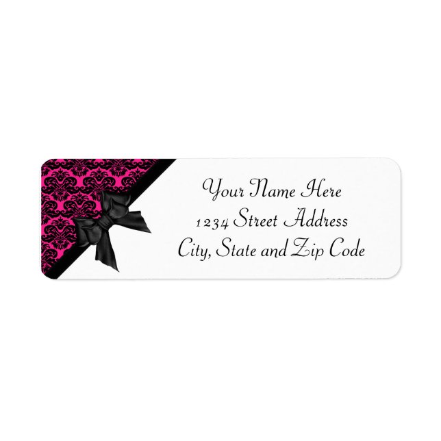 Ribbon Bow Black Hot Pink Damask (Vorne)