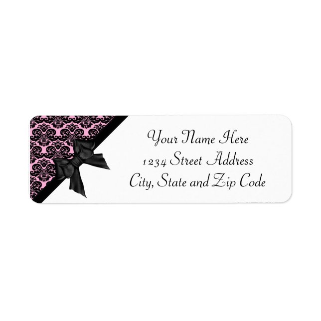 Ribbon Bow Black Light Pink Damask (Vorne)