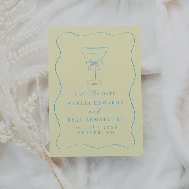 Ribbon Bow Elegant Modern Save the Date Einladung (Von Creator hochgeladen)