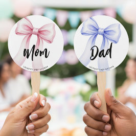 Ribbon Bow Mom Dad Baby Shower Guess Who Game Fächer