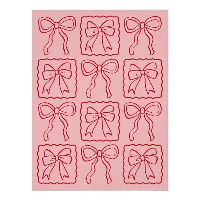 Ribbon Bow Rosa Rot Poster (Vorderseite)