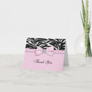 Ribbon Bow rose Zebra Merci Cartes