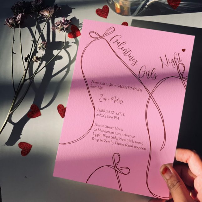 Ribbon Bows – Modern Galentine's girls night Einladung (Von Creator hochgeladen)