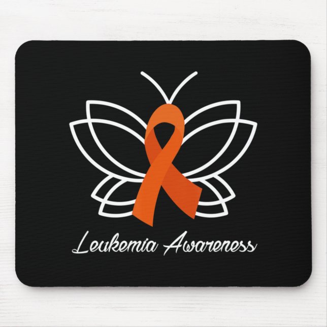 Ribbon Butterfly Aml Leukemia Bewusstsein Mousepad (Vorne)