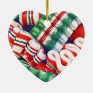 RIBBON CANDY en céramique ornement coeur