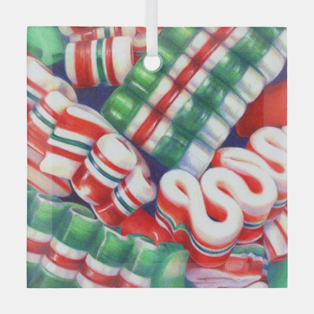RIBBON CANDY Glas Square Ornament Ornament Aus Glas (Vorderseite)