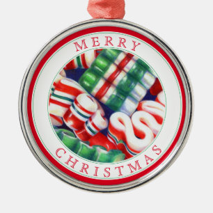 RIBBON CANDY Premium Runder Ornament + Text Aus Metall