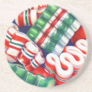 RIBBON CANDY Round Sandstone Coaster Getränkeuntersetzer