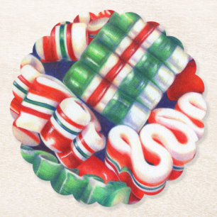 RIBBON CANDY Scalloted Round Paper Untersetzer
