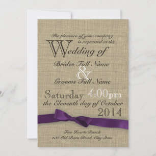 Ribbon Country Lila Wedding Einladung