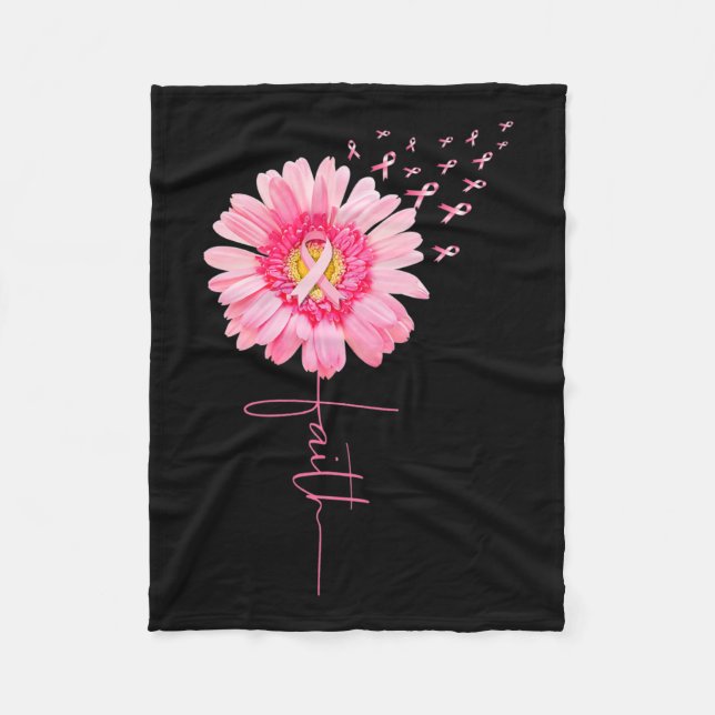 Ribbon Daisy Faith - Brustkrebs-Bewusstseinsmonat Fleecedecke (Vorderseite)