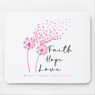 Ribbon Dandelion Faith Hope Liebe Brustkrebs Mousepad