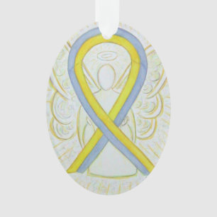 Ribbon de sensibilisation gris et jaune Angel Orne