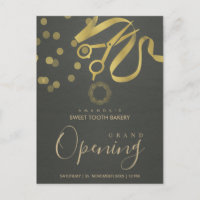 RIBBON D'OR GRIS COUPANT GRAND OUVERT INVITATION