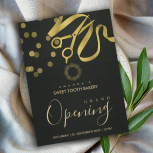 RIBBON D'OR NOIR COUPANT GRANDE INVITATION OUVERTE