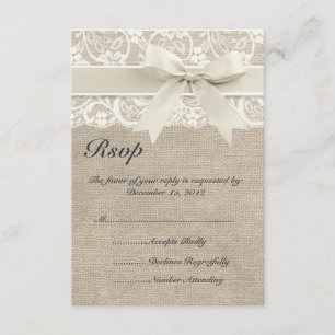 Ribbon en dentelle d'ivoire et carte RSVP de maria