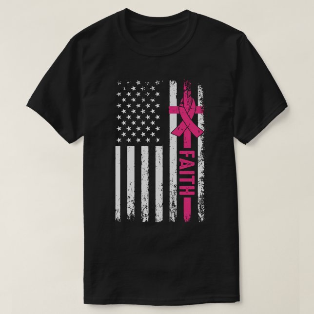 Ribbon Faith Breast Cancer Awareness  T-Shirt (Design vorne)