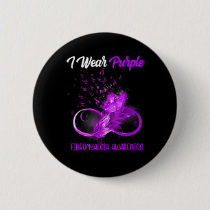 Ribbon Feather Fibromyalgie Bewusstsein Button