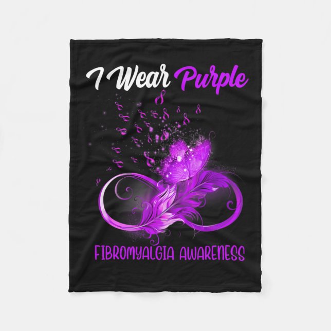 Ribbon Feather Fibromyalgie Bewusstsein Fleecedecke (Vorderseite)