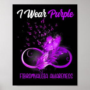 Ribbon Feather Fibromyalgie Bewusstsein Poster