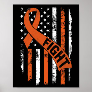 "Ribbon Fight American Flag Leukemia Awareness" 1 Poster