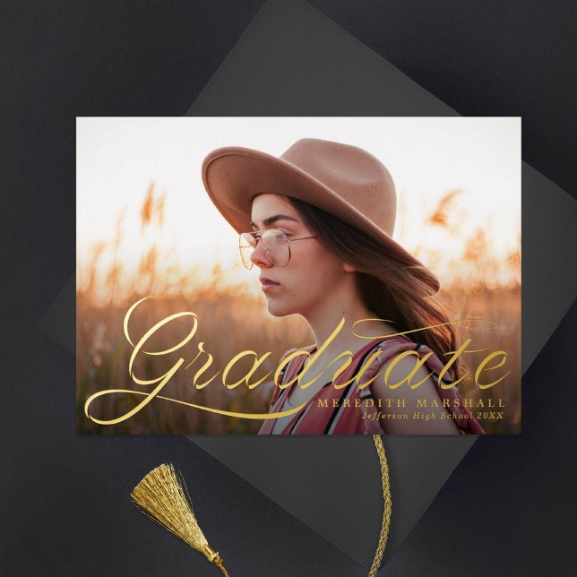 Ribbon Graduate Classic Foto Abschluss Folieneinladung (Von Creator hochgeladen)